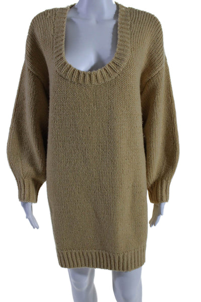 Zulu & Zephyr Womens Knitted Long Sleeve Mini Sweater Dress Yellow Size XS