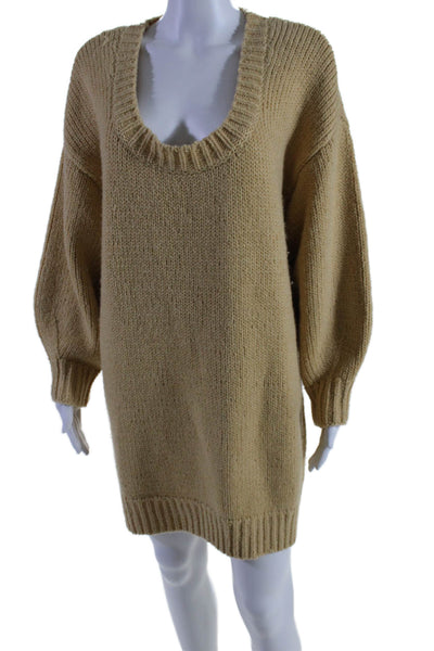 Zulu & Zephyr Womens Knitted Long Sleeve Mini Sweater Dress Yellow Size XS