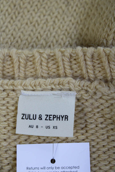 Zulu & Zephyr Womens Knitted Long Sleeve Mini Sweater Dress Yellow Size XS