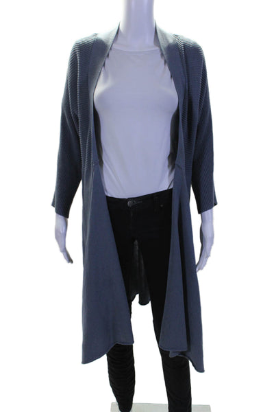 Theory Womens Tight Knit Long Sleeve Draped Mid Length Cardigan Blue Size S