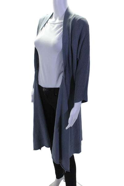 Theory Womens Tight Knit Long Sleeve Draped Mid Length Cardigan Blue Size S