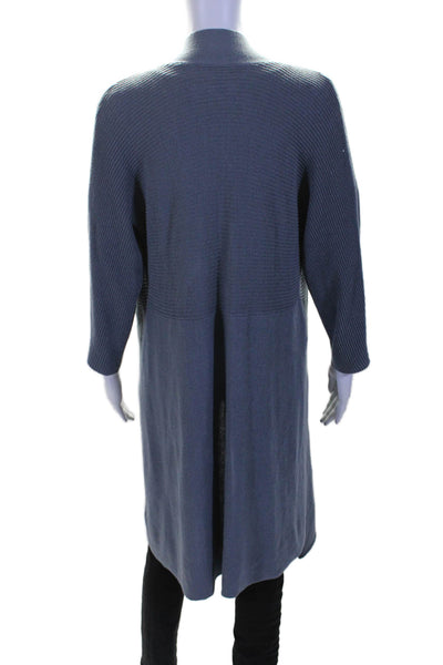 Theory Womens Tight Knit Long Sleeve Draped Mid Length Cardigan Blue Size S