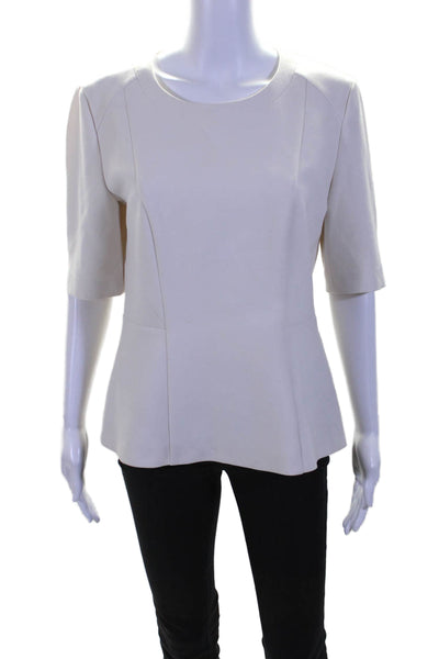 Boss Hugo Boss Womens Half Sleeve Back Zip Lined Contour Blouse White Size 8