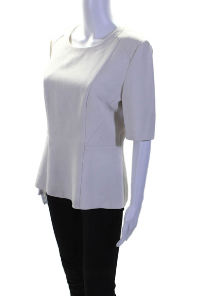 Boss Hugo Boss Womens Half Sleeve Back Zip Lined Contour Blouse White Size 8