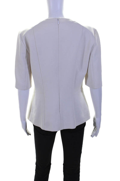 Boss Hugo Boss Womens Half Sleeve Back Zip Lined Contour Blouse White Size 8