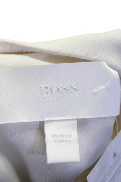 Boss Hugo Boss Womens Half Sleeve Back Zip Lined Contour Blouse White Size 8