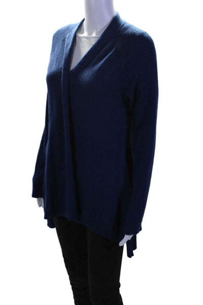 Eileen Fisher Womens Merino Wool Thin Knit Long Sleeve Cardigan Navy Blue Size M