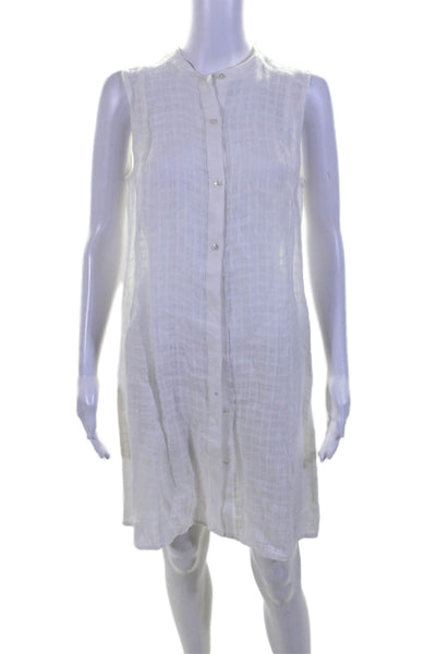 Eileen Fisher Womens Sleeveless Button Down Unlined Shirt Dress White Size S
