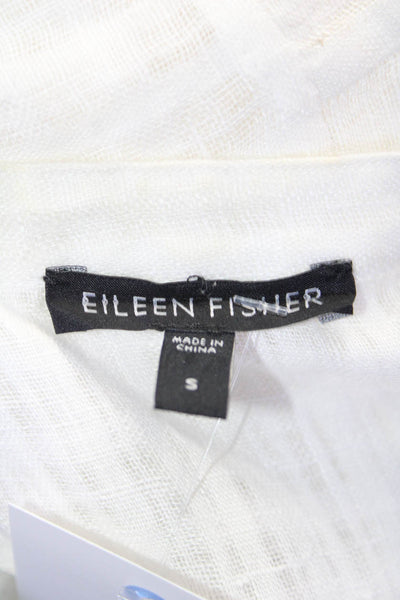 Eileen Fisher Womens Sleeveless Button Down Unlined Shirt Dress White Size S
