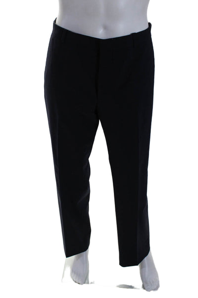 Michael Kors Mens Hook Closure Flat Front Straight Leg Dress Pants Black Size 34