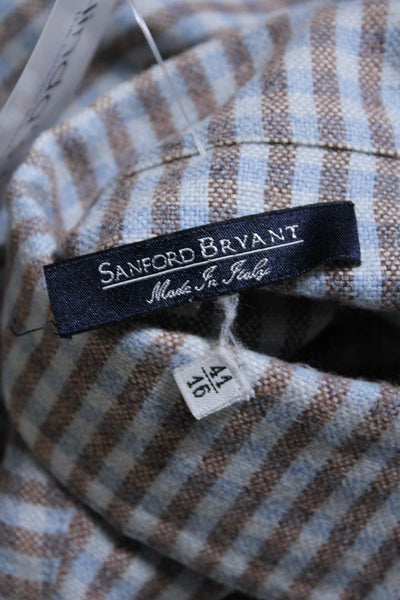 Sanford Bryant Men's Long Sleeves Collared Button Down Plaid Shirt Size 41