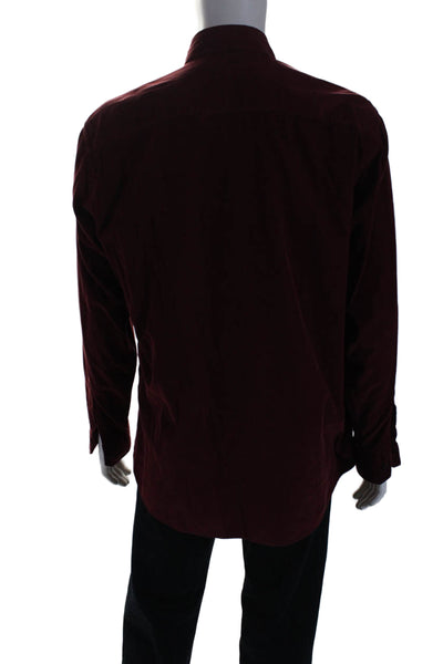 Zegna Sport Men's Long Sleeves Button Down Casual Shirt Burgundy Size L