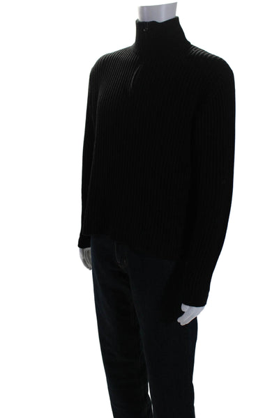 Boss Hugo Boss Men's Collared Ribbed Long Sleeves Pullover Sweater Black Size L