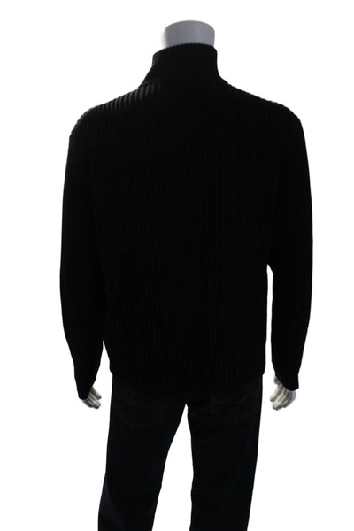 Boss Hugo Boss Men's Collared Ribbed Long Sleeves Pullover Sweater Black Size L