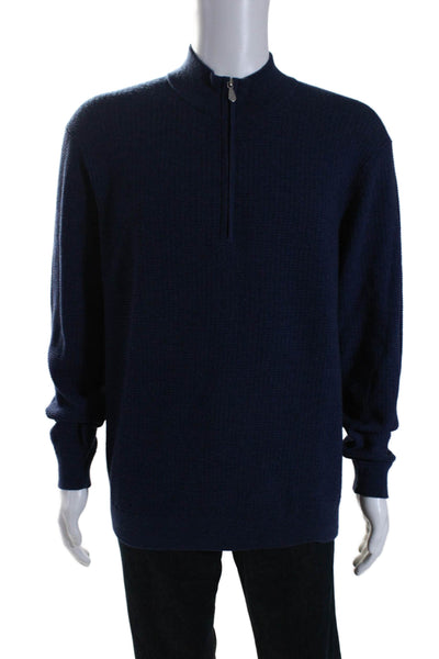 Raffi Men's High Neck Long Sleeves Pullover Sweater Navy Blue Size XL