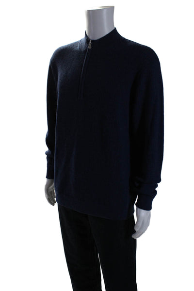 Raffi Men's High Neck Long Sleeves Pullover Sweater Navy Blue Size XL