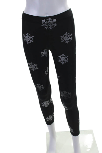 Terez Womens High Rise Snowflake Print Leggings Black Silver Size M