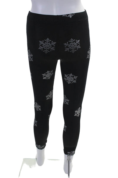 Terez Womens High Rise Snowflake Print Leggings Black Silver Size M