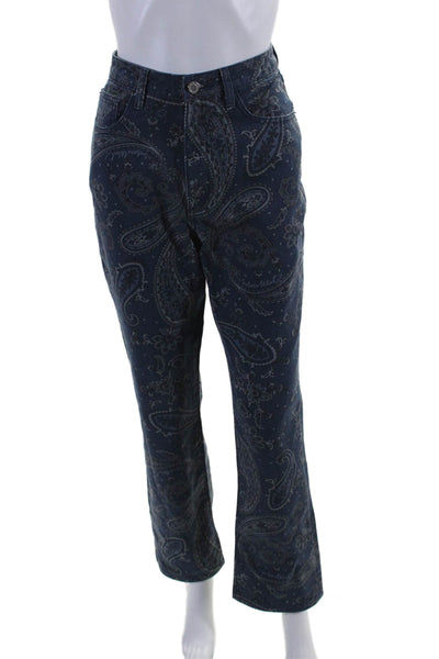 We Wore What Womens Paisley Print High Rise Straight Leg Jeans Blue Size 27