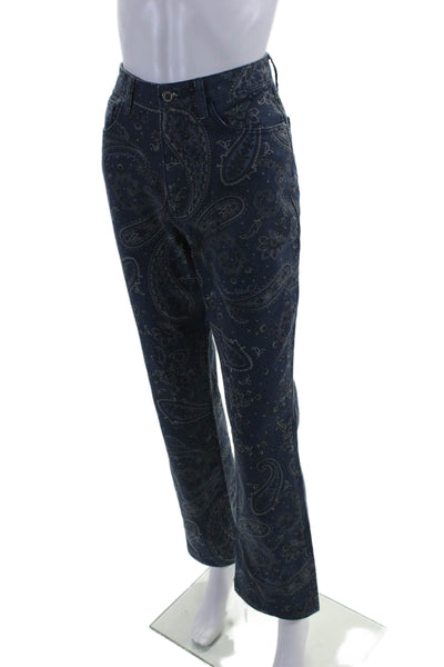 We Wore What Womens Paisley Print High Rise Straight Leg Jeans Blue Size 27