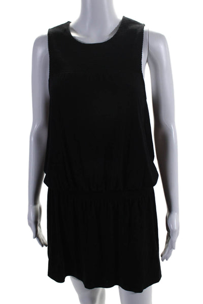 Soft Joie Womens Sleeveless Round Neck Smocked Waist Blouse Black Size M