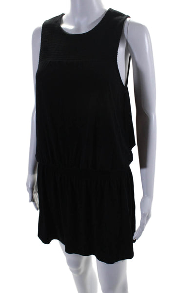 Soft Joie Womens Sleeveless Round Neck Smocked Waist Blouse Black Size M