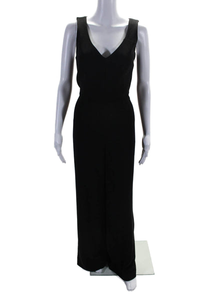 Jay Godfrey Women Sleeveless Open Back V Neck Wide Leg Jumpsuit Black Size 8