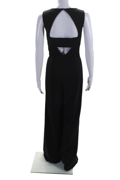 Jay Godfrey Women Sleeveless Open Back V Neck Wide Leg Jumpsuit Black Size 8