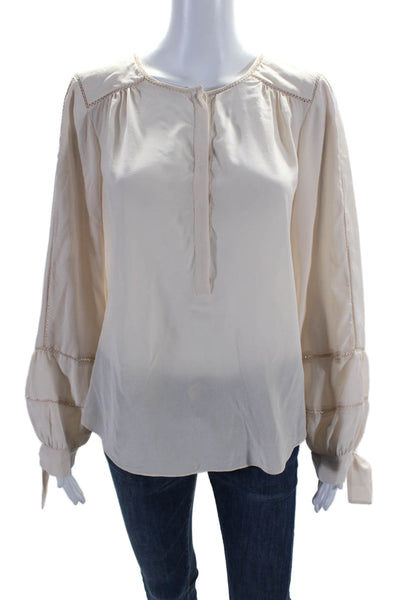 Rebecca Taylor Woemsn Silk Long Sleeve Button Up Blouse Light Pink Size 6