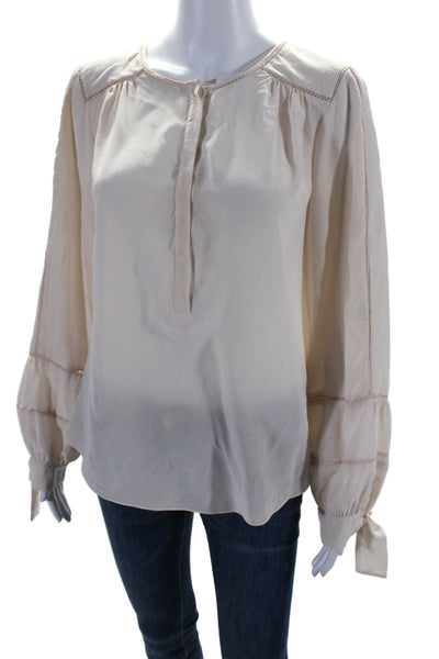 Rebecca Taylor Woemsn Silk Long Sleeve Button Up Blouse Light Pink Size 6