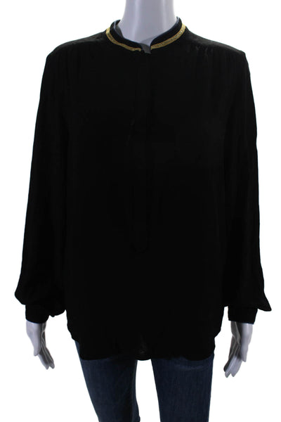 Zadig & Voltaire Womens Long Sleeve Round Neck Button Up Tunic Black Size S