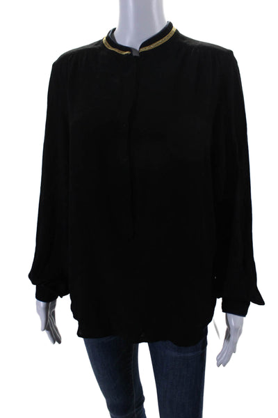 Zadig & Voltaire Womens Long Sleeve Round Neck Button Up Tunic Black Size S