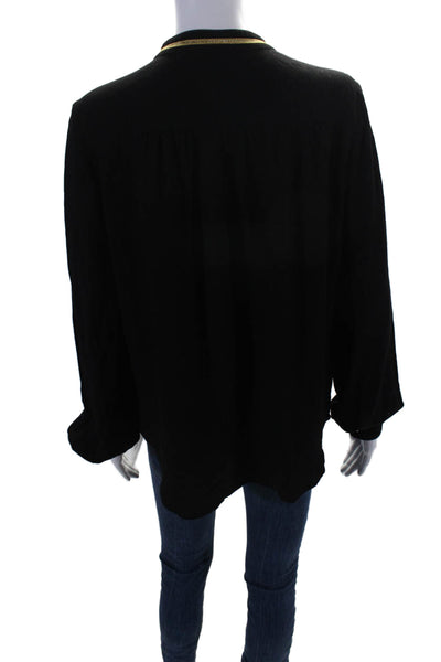 Zadig & Voltaire Womens Long Sleeve Round Neck Button Up Tunic Black Size S