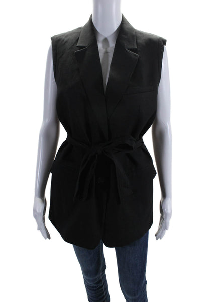 Everlane Womens Notched Lapel Two Button Sleeveless Blazer Vest Black Size 4