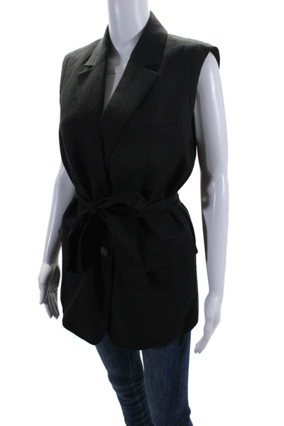 Everlane Womens Notched Lapel Two Button Sleeveless Blazer Vest Black Size 4