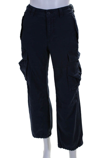 TNA Womens Zip Front Straight Leg Six Pocket Cargo Pants Blue Size 00