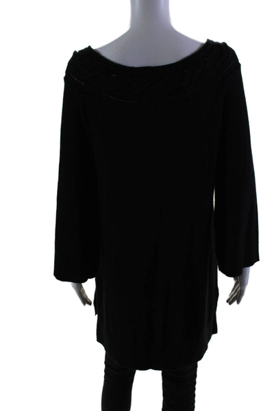 Ella Moss Women's Boat Neck Long Sleeves Pullover Tunic Sweater Black Size S