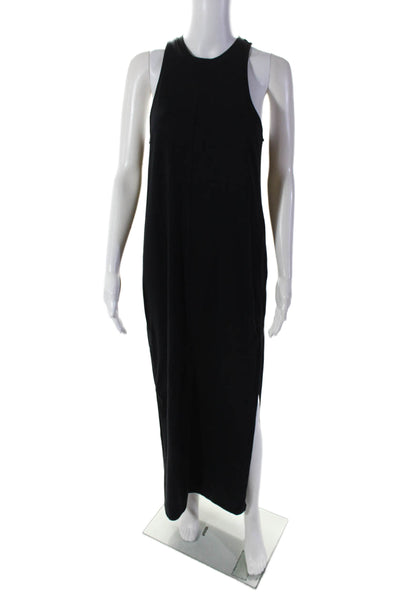 Athleta Womens Cotton Black Crew Neck High Slit Sleeveless A-Line Dress Size XS