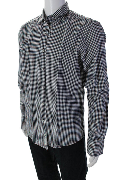 Rag & Bone Mens Checkered Printed V-Neck Casual Button Down shirt White Size L