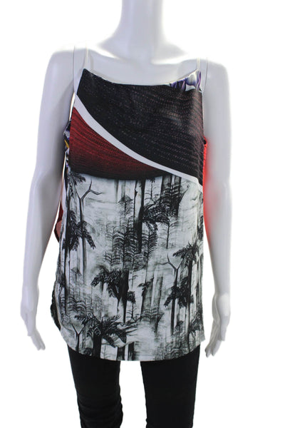 Clover Canyon Womens Square Neck Forest Abstract Top Multicolored Size Medium