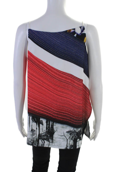 Clover Canyon Womens Square Neck Forest Abstract Top Multicolored Size Medium