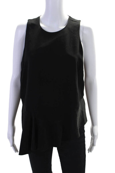 Elizabeth and James Womens Sleeveless Crew Neck Satin Trim Top Black Size Medium