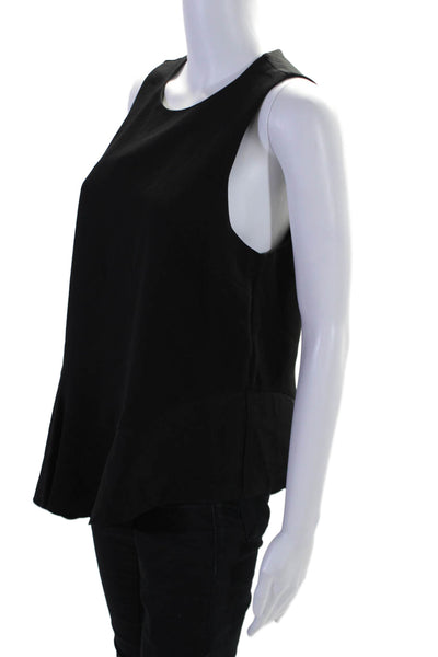 Elizabeth and James Womens Sleeveless Crew Neck Satin Trim Top Black Size Medium