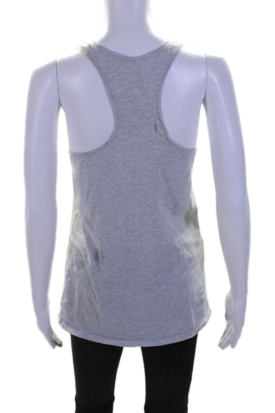 Lululemon Womens Cotton Peaceful Graphic Scoop Neck Tank Top Heather Gray Size 6