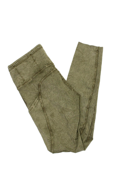 Lululemon Womens Crinkle Print Mid Rise Active Capri Leggings Dark Green Size 6