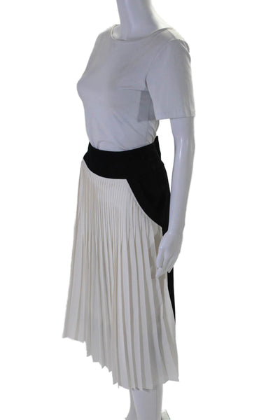 Givenchy Womens Back Zip Knee Length Pleated A Line Skirt White Black Size FR 38