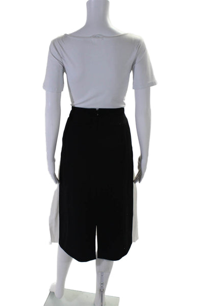 Givenchy Womens Back Zip Knee Length Pleated A Line Skirt White Black Size FR 38