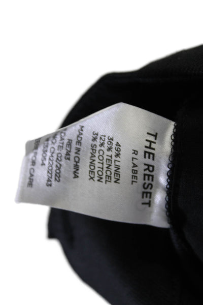 R Label The Reset Womens Linen Blend Black Hight Rise Straight Leg Pants Size XL