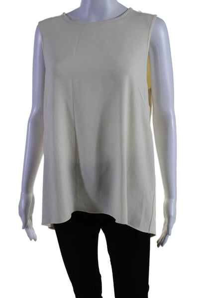 Rag & Bone Womens Crew Neck Sleeveless Asymmetrical Tank Top White Size Large