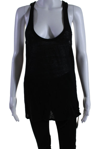 Majestic Filatures Womens Linen Sleeveless Pullover Tank Top Black Size 3